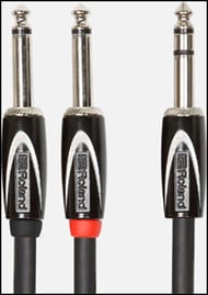 cover Roland Interconnect Cables, 1/4-inch TRS to two 1/4-inch, Black Series 10 Foot